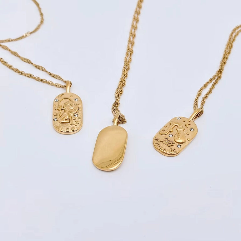 Zodiac Gold Plated Constellation Necklaces with CZ FB3458 💛