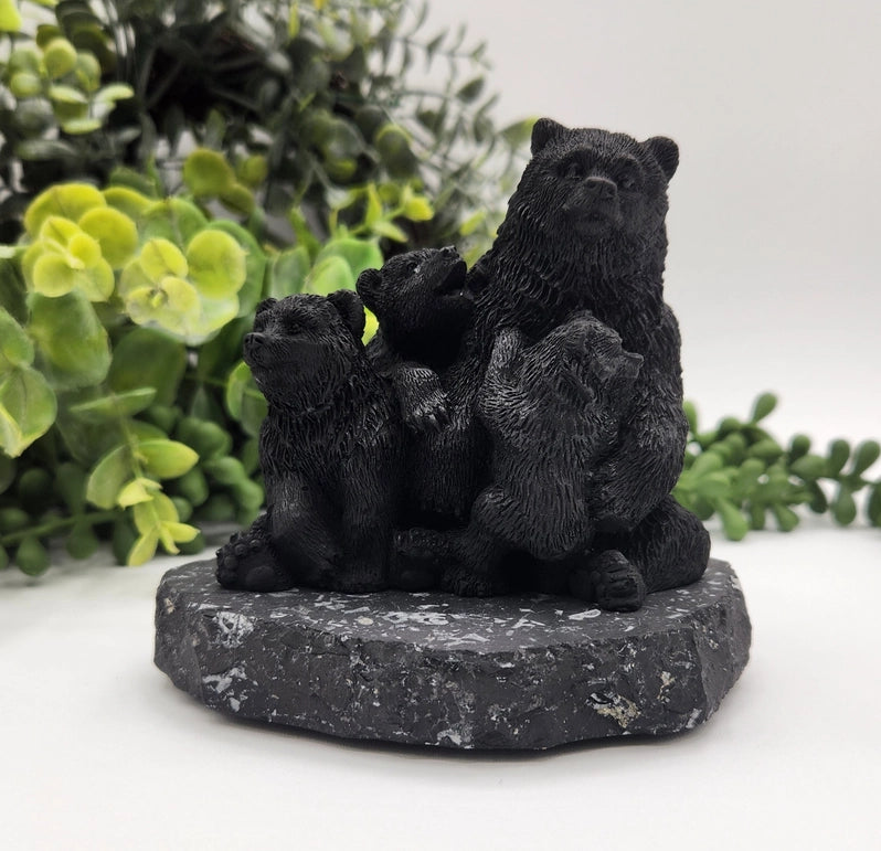 Shungite Bear Family on Base, grounding FB3450