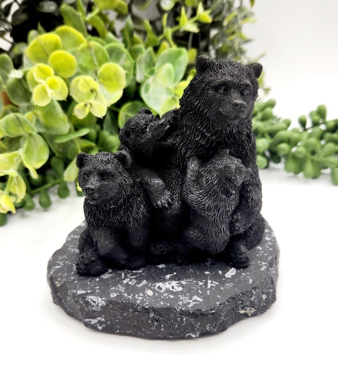 Shungite Bear Family on Base, grounding FB3450