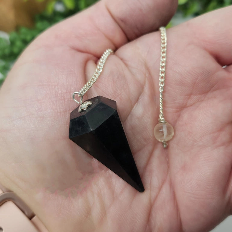 Shungite Pendulum with Clear Quartz Ball FB3452