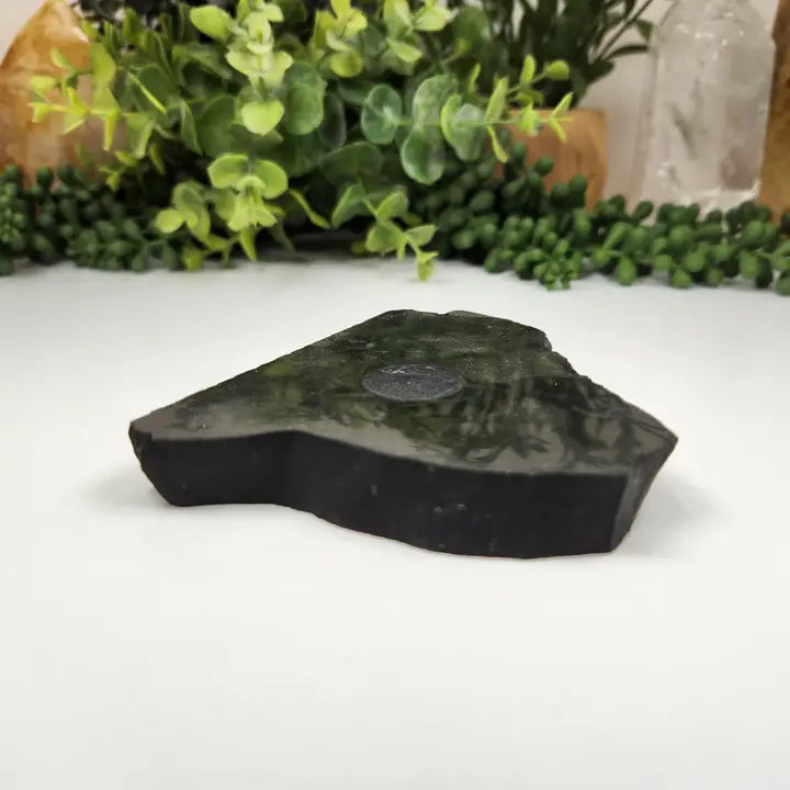 Shungite Slab Sphere Holder, Free form, powerful healing crystal for protection FB3433 🐘