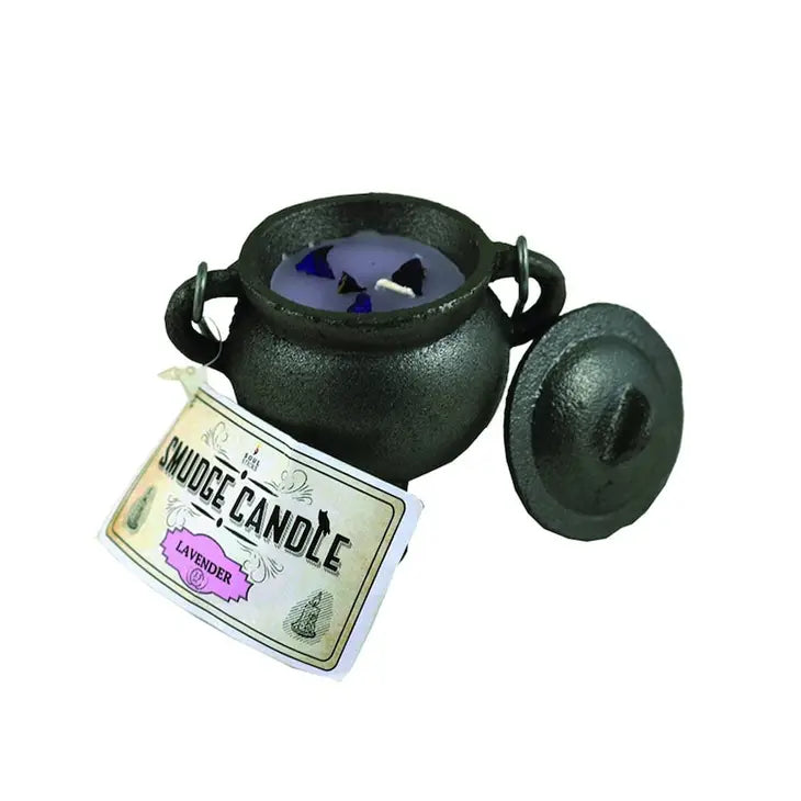 Black Cauldron (Smudge Pot) Candle or Incense Burner with Poured Soy Candle FB1911