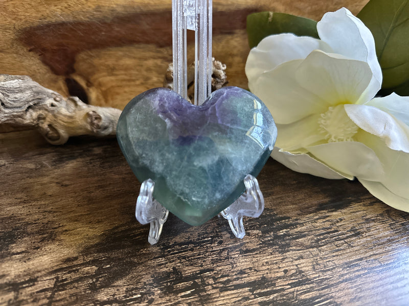 Rainbow Fluorite Hearts for confidence, intuition & to neutralize stress, FB1136