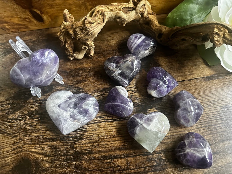 Amethyst Chevron Heart - Stone of Sobriety - Powerful Healing - Stress Relief FB3313