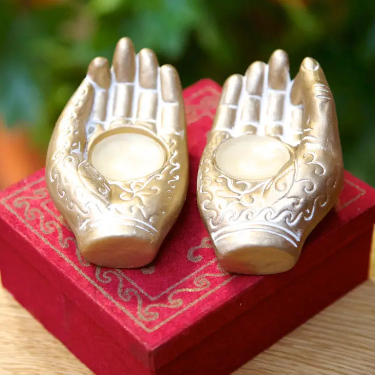 Mudra Hands Candleholders, Boxed FB1428