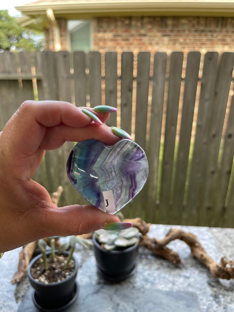 Rainbow Fluorite Hearts for confidence, intuition & to neutralize stress, FB1136