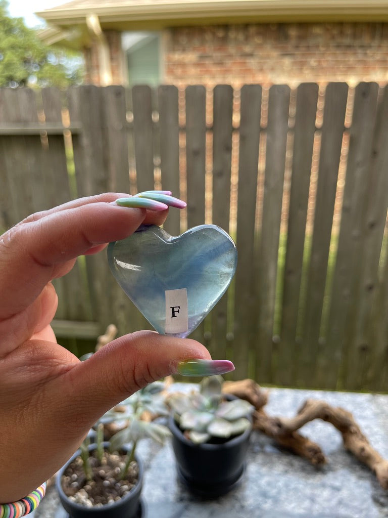 Rainbow Fluorite Hearts for confidence, intuition & to neutralize stress, FB1136