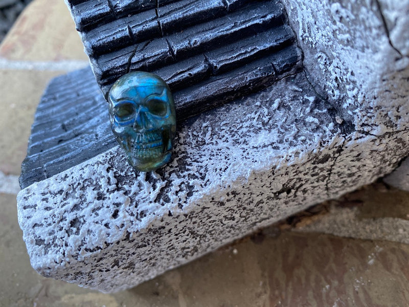 Labradorite Carved Skull Cabochon, Premium Quality FB1735