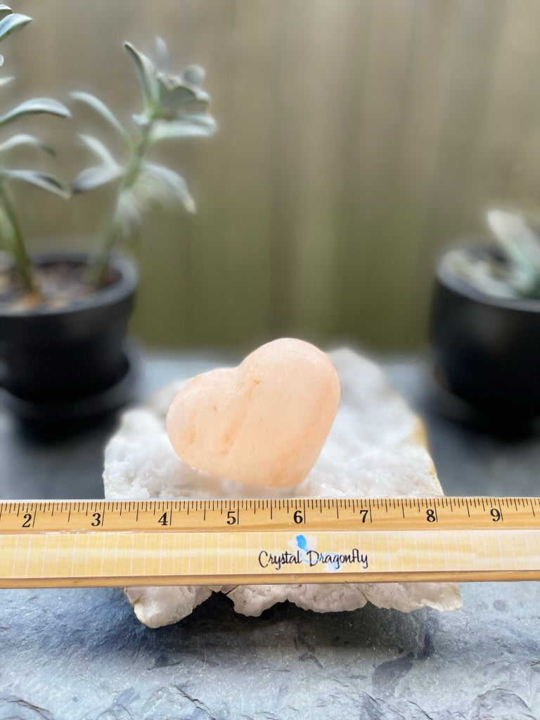 Peach Selenite Heart from Morocco FB2116
