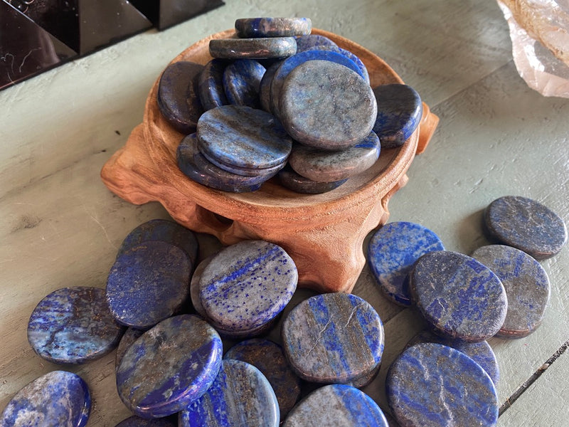 Tumbled Lapis Lazuli, Oval Disc shapes - Stone of Awareness, Depression, Grief, Inner Power & Third Eye