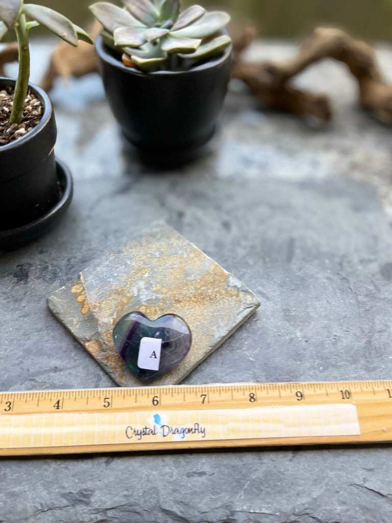 Rainbow Fluorite Hearts for confidence, intuition & to neutralize stress, FB1136