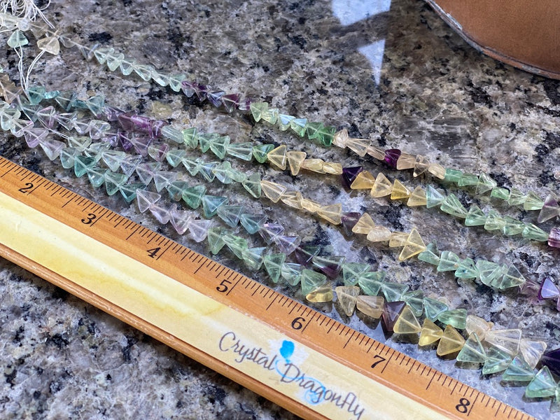 Rainbow Fluorite Triangle Drop Shape Bead Strand for jewelry and crafts