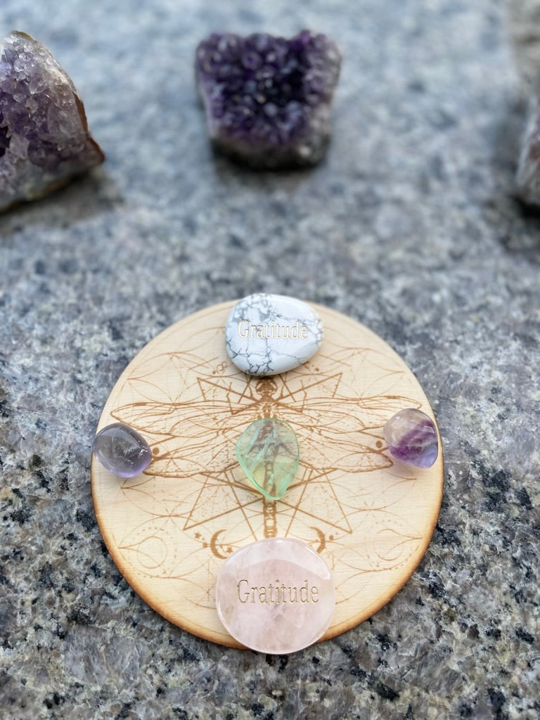 GRATITUDE Wordstone Totem / Spirit Stone Engraved on Assorted Gemstones