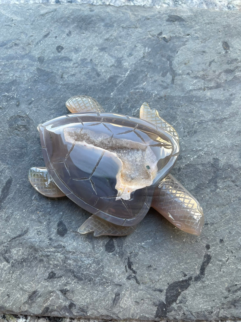 Agate Geode / Drusy Sea Turtle, Spirit / Totem Animal FB2079