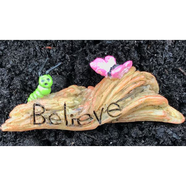 Fairy Garden / Miniature Accessories - Caterpillar & Butterfly on Believe Tree Limb; FB1725