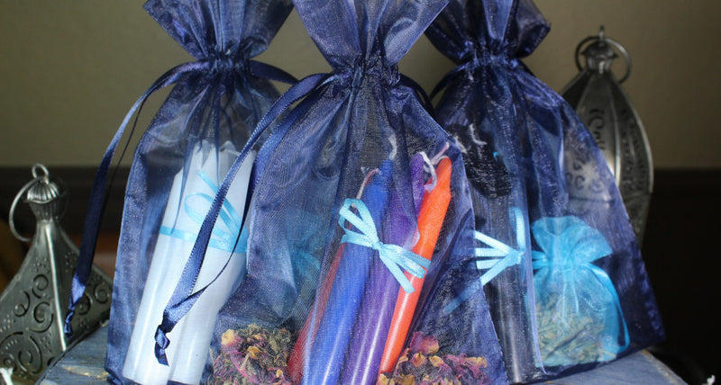 Mini Ritual / Altar / Chime Candles with Essential Oil Blends and Dried Herbs