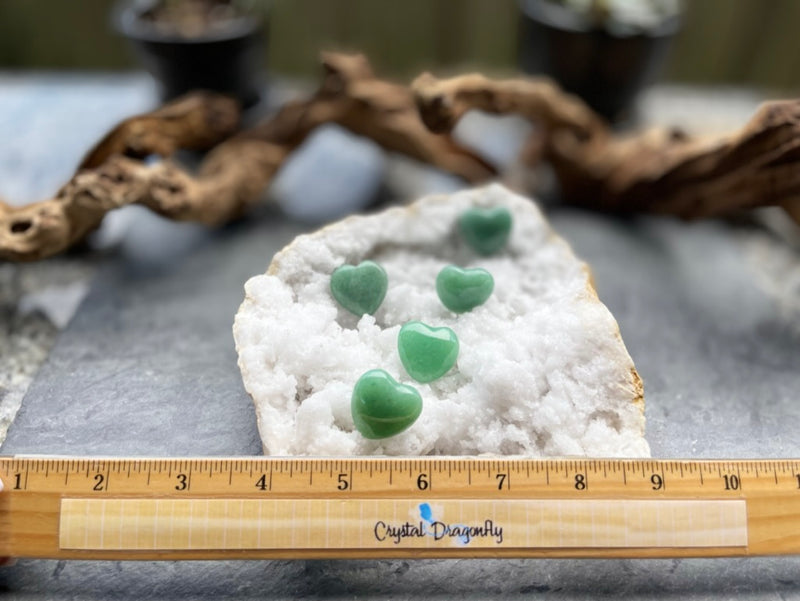Green Aventurine Pocket Hearts for abundance, luck, confidence, intuition & to neutralize stress