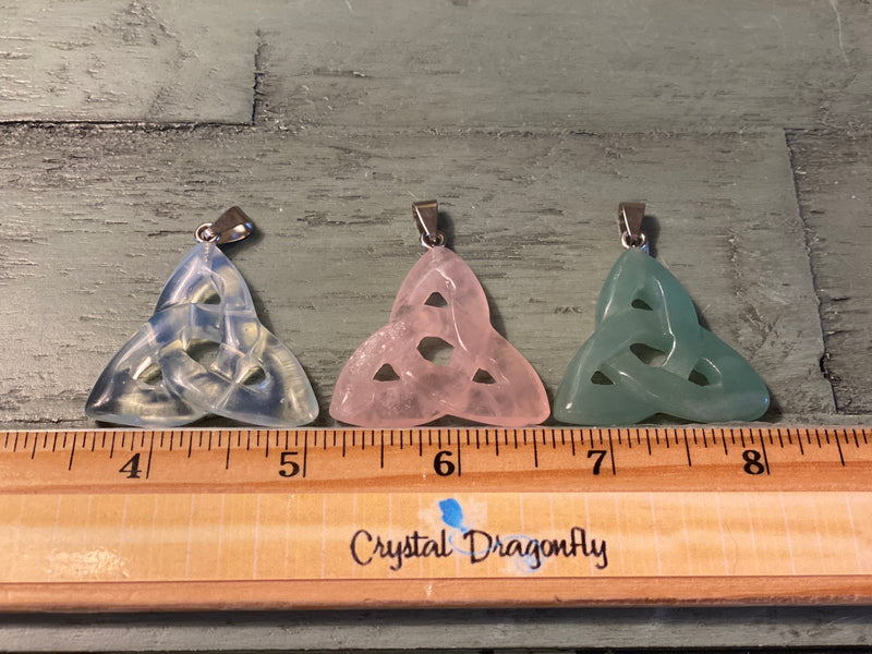 Triquetra / Celtic Knot Carved Stone Pendant FB3185