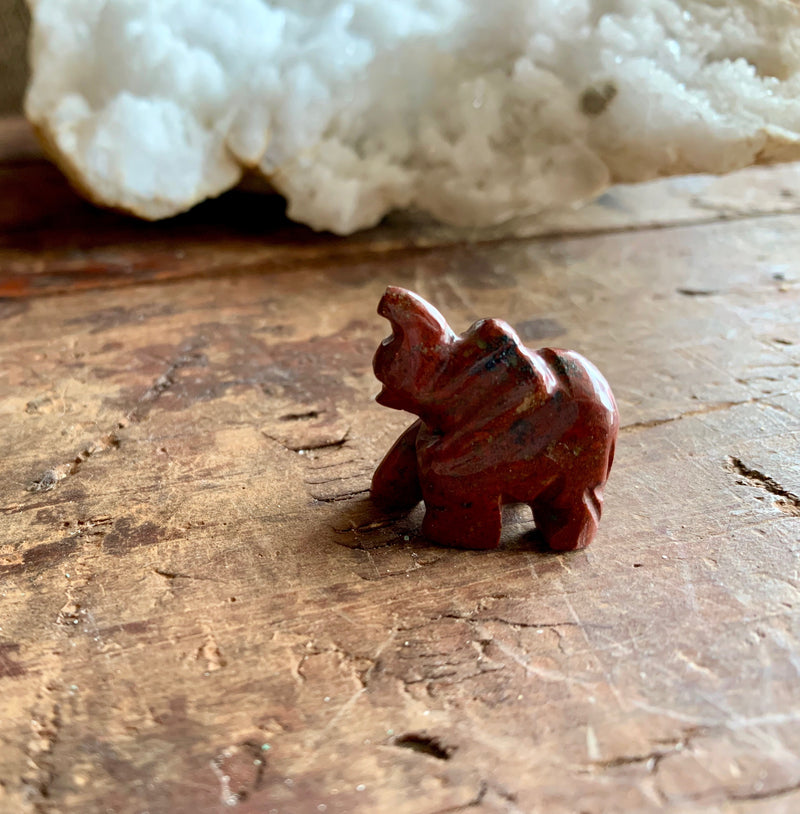 Red Jasper Mini Carved Stone Animals with Tumbled Stone; FB2120