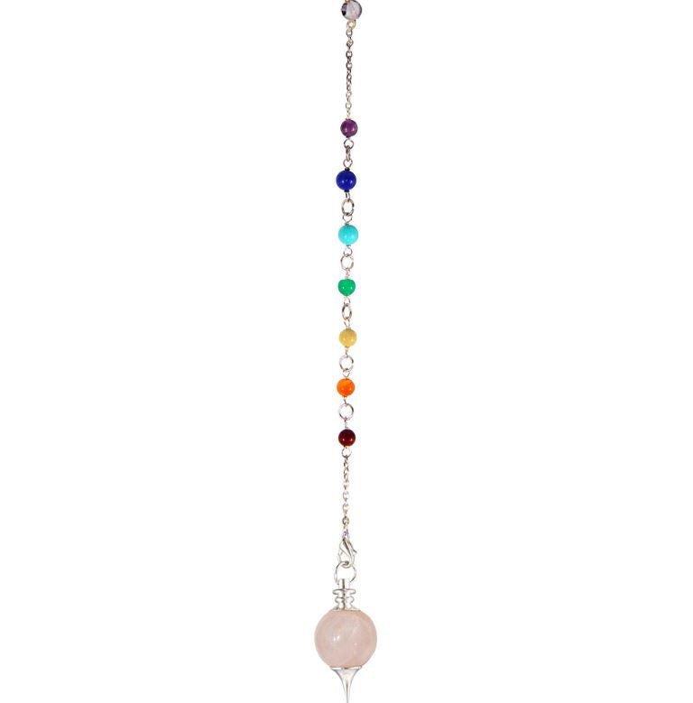 Chakra Beads & Rose Quartz Sephoroton Pendulum / Pendant - Cleansing; FB2613