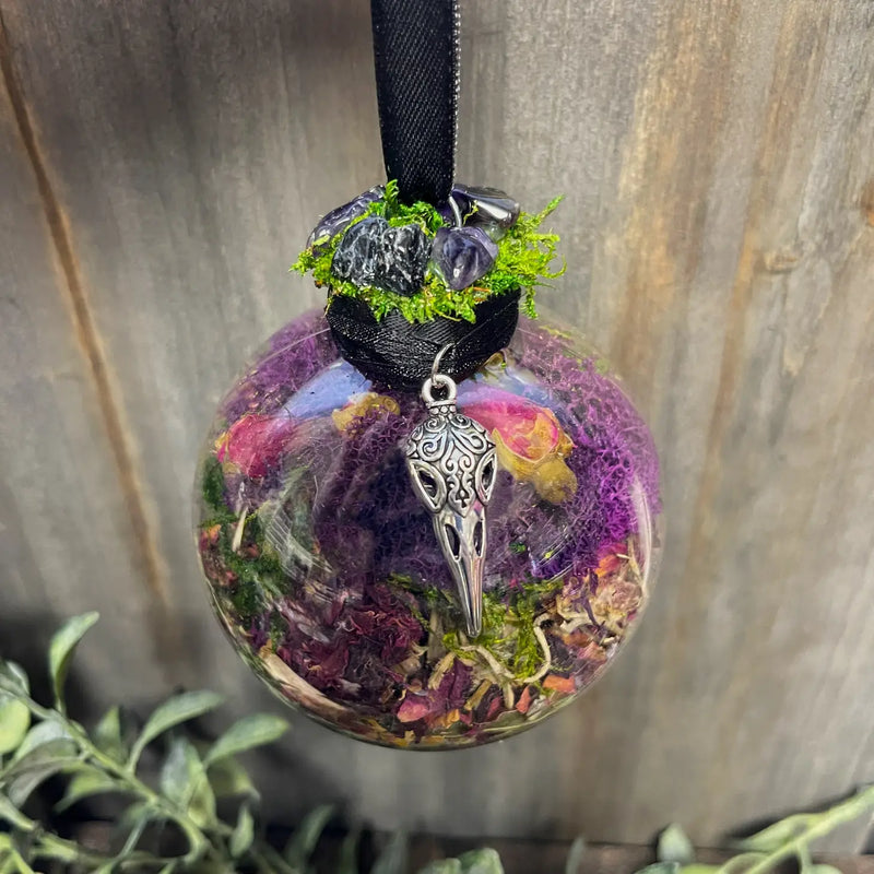 Witch Ball, Hamsa Protection, Tree of Life, Crow Skull or Fairy Orb, Natural Herbs FB3261