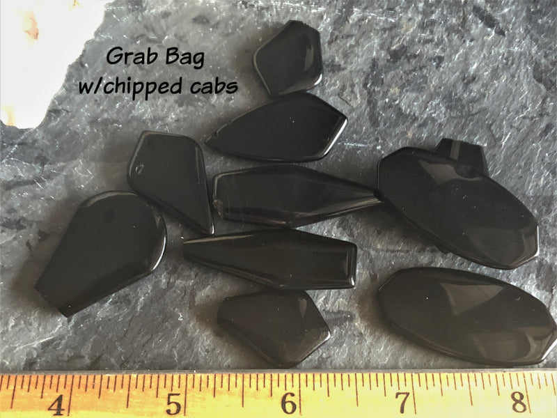 Black Obsidian Glossy Cabochons, grounding, protection; FB2332
